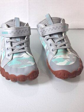 KUBUA Barefoot Shoes Girls Sneakers Size EUR 35 US 4.5 Grey Mint Camo High Top